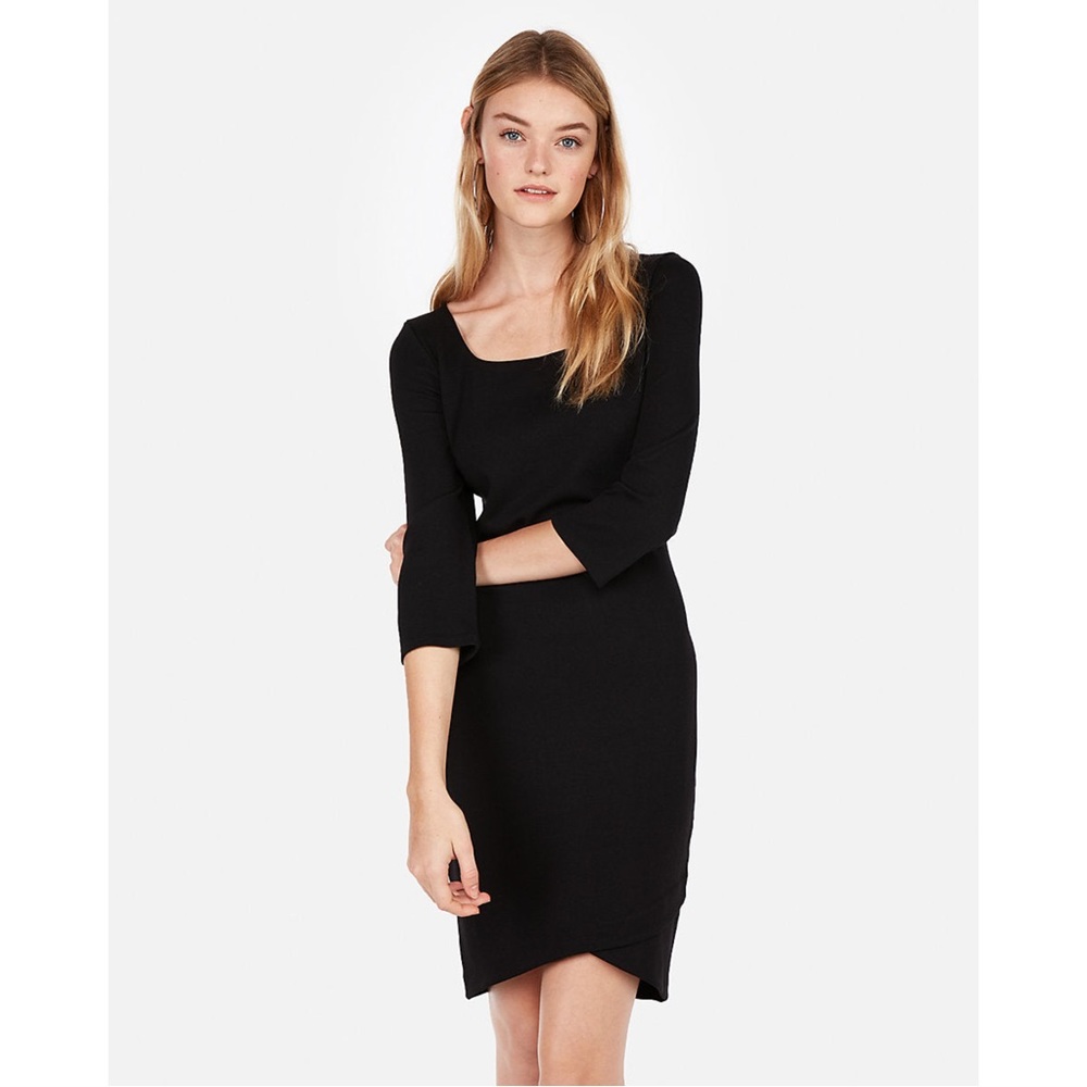 EXPRESS Jacquard Square Neck Sheath Dress in Black
